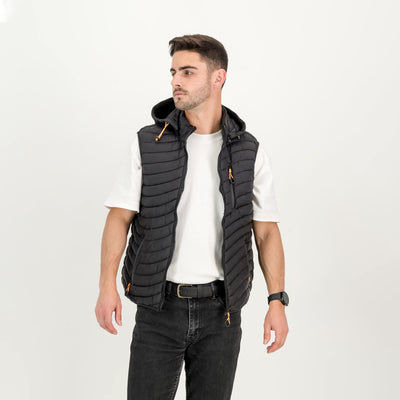 Men's Sleeveless Puffer Jacket with Reflective Zips