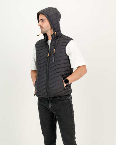 Men's Sleeveless Puffer Jacket with Reflective Zips