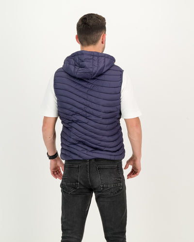 Men's Sleeveless Puffer Jacket with Reflective Zips