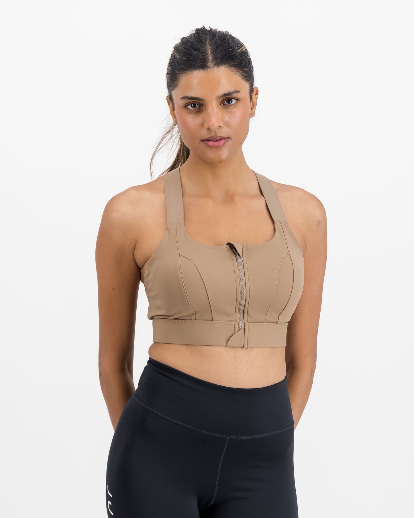 Women’s Front Zip Longline High Impact Sports Bra