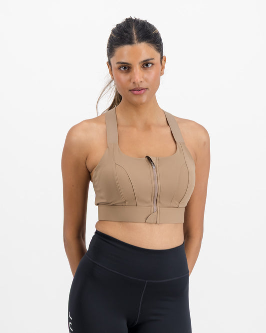 Women’s Front Zip Longline High Impact Sports Bra