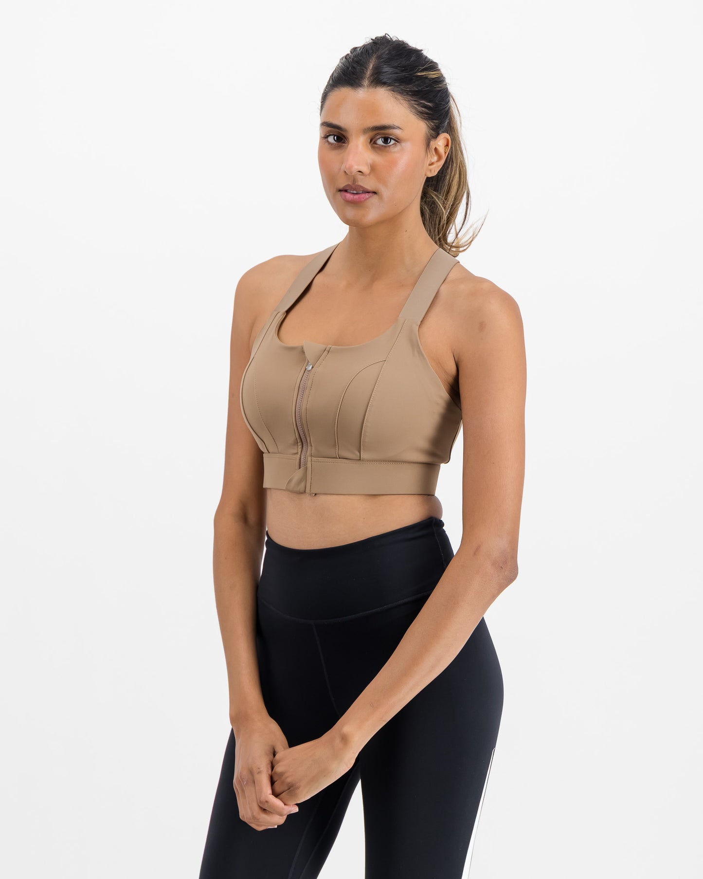 Women’s Front Zip Longline High Impact Sports Bra