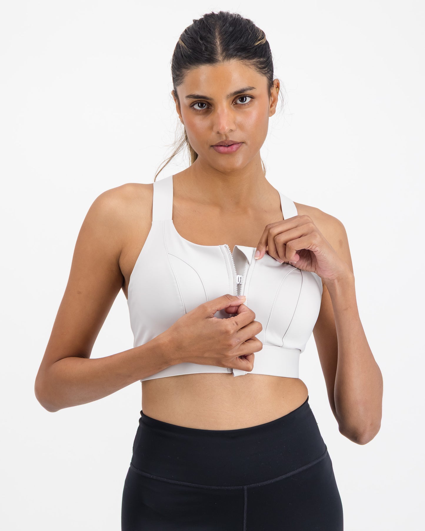 Women’s Front Zip Longline High Impact Sports Bra