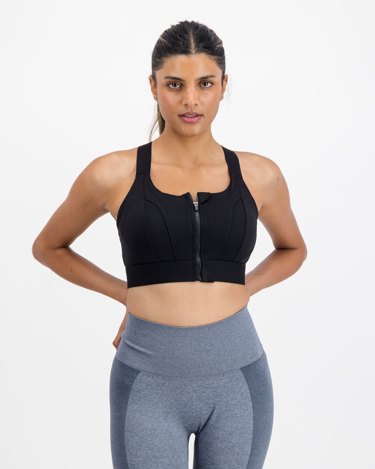 Women’s Front Zip Longline High Impact Sports Bra