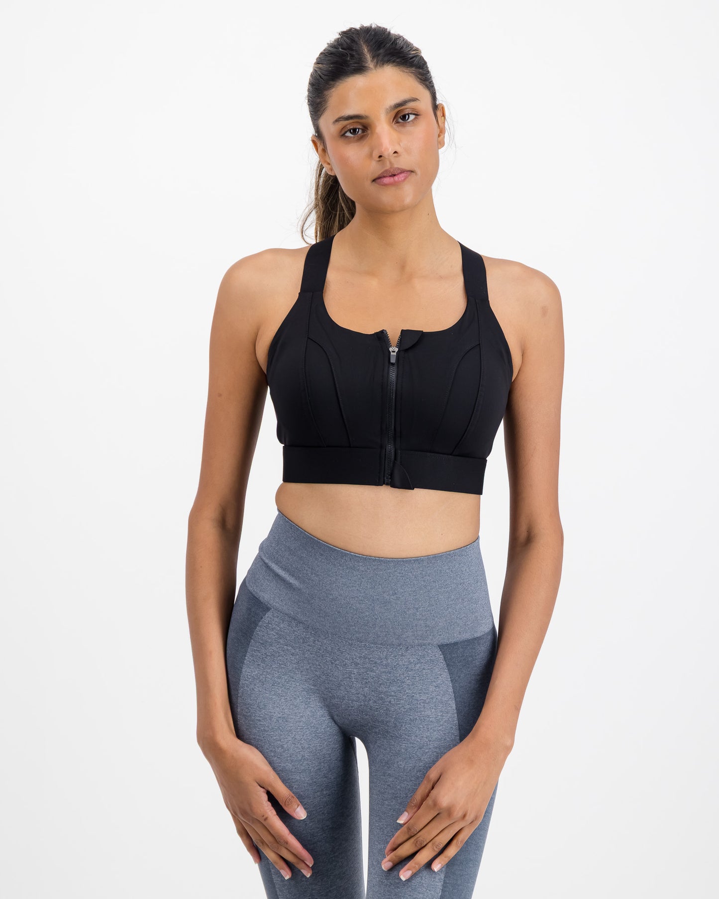 Women’s Front Zip Longline High Impact Sports Bra