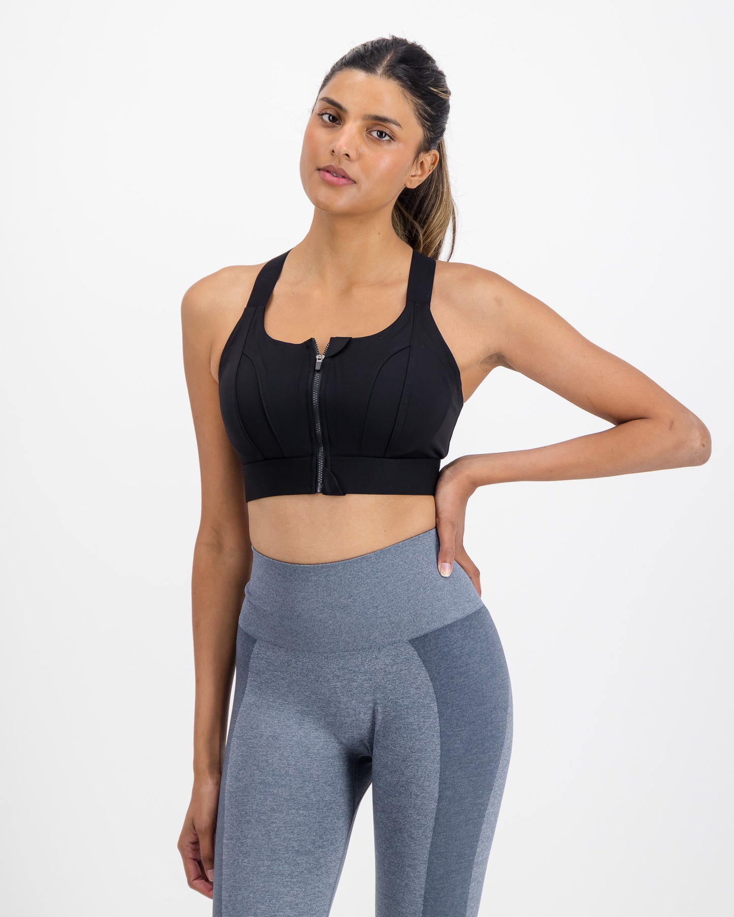 Women’s Front Zip Longline High Impact Sports Bra
