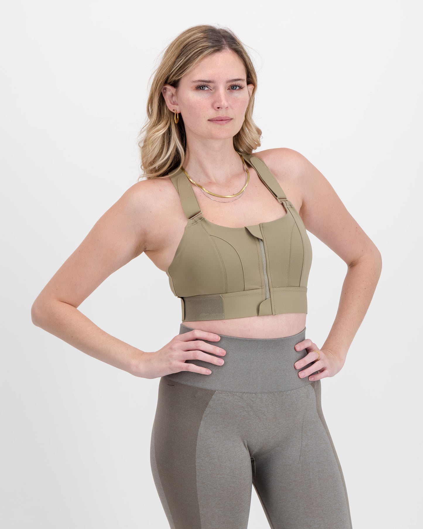 Women’s Sculpting High Impact Sports Bra with Front Zip & Adjustable Compression Fit