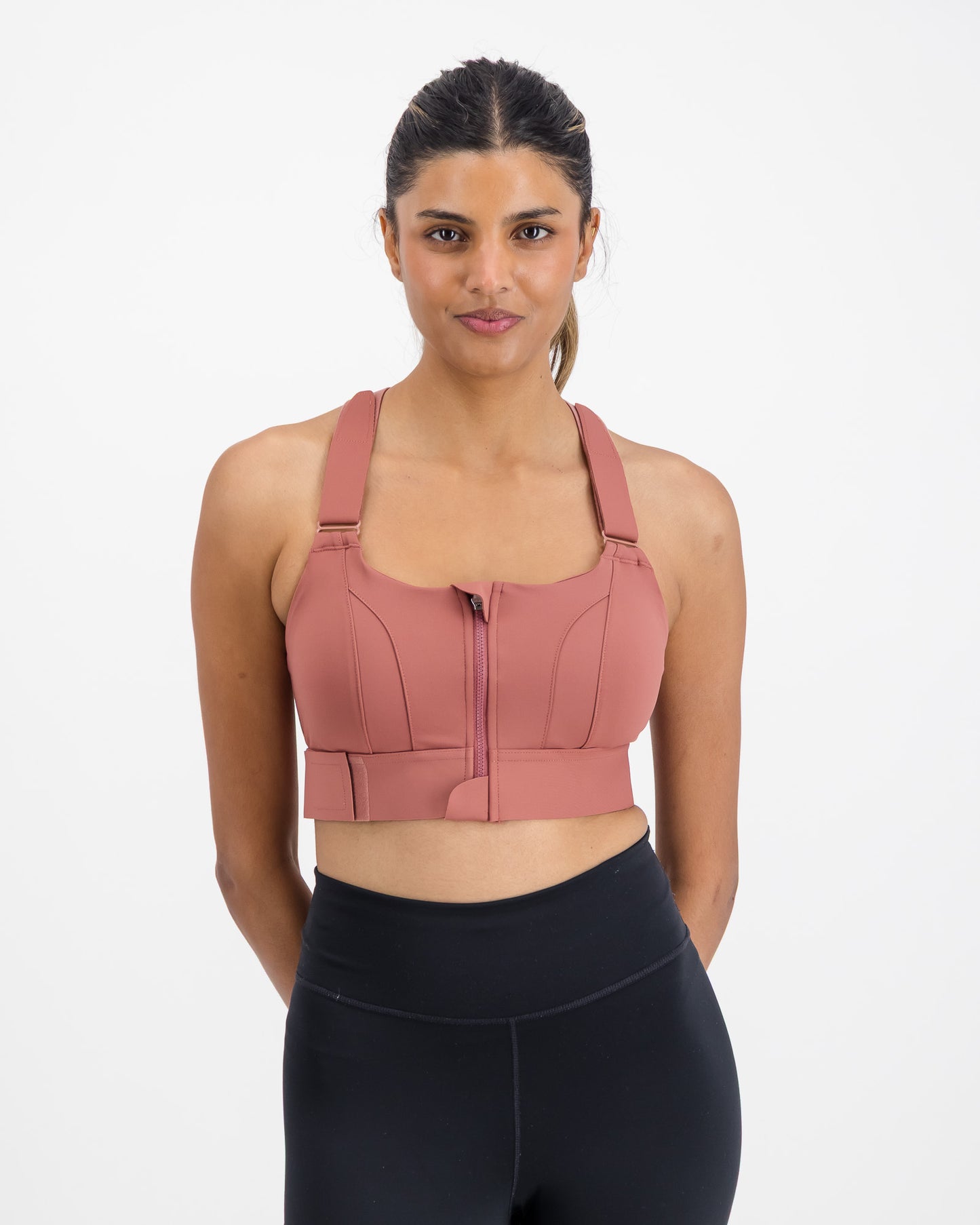 Women’s Sculpting High Impact Sports Bra with Front Zip & Adjustable Compression Fit