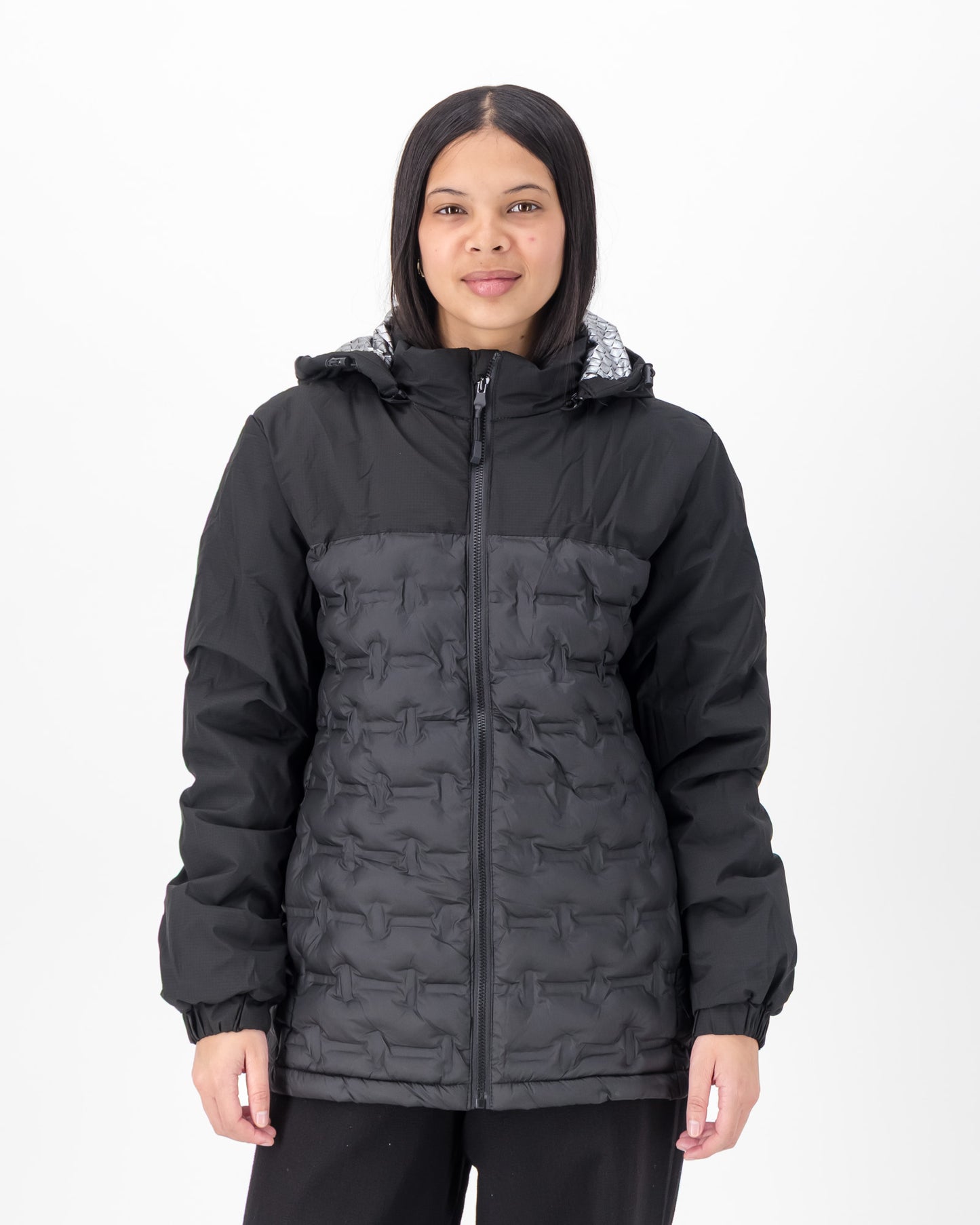 Color Block Thermally Lined Hooded Puffer Jacket