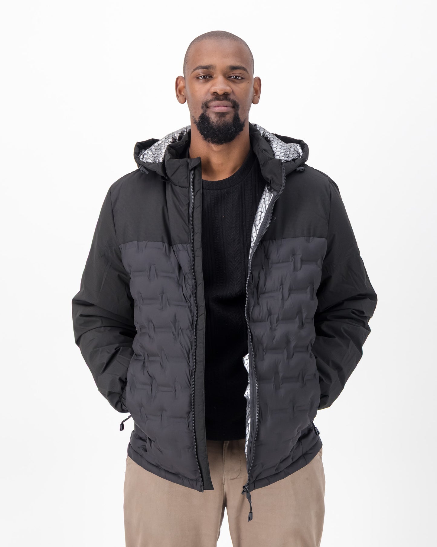 Color Block Thermally Lined Hooded Puffer Jacket