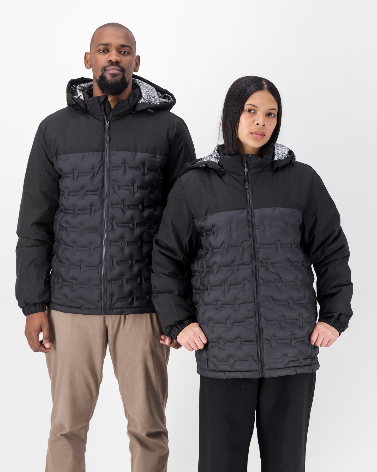 Color Block Thermally Lined Hooded Puffer Jacket