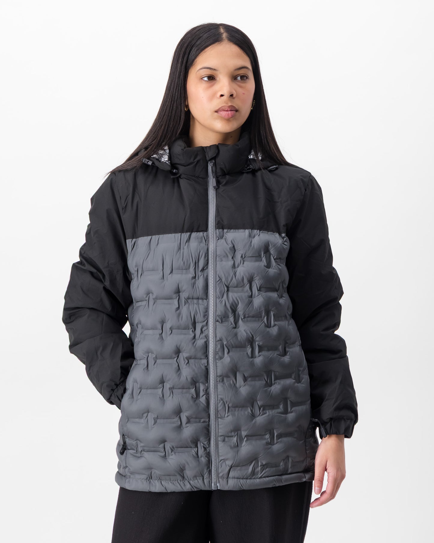 Color Block Thermally Lined Hooded Puffer Jacket