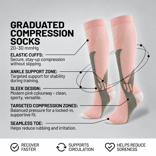Sport Knee-High Graduated Compression Socks – 20–30 mmHg | 2-Pair Set