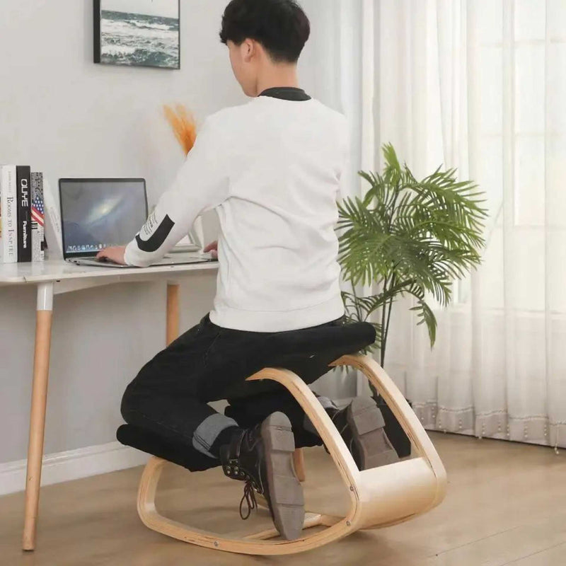 Ergonomic Posture Kneeling Wooden Rocking Chair