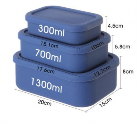 Oven-safe Silicone 3-Piece Storage/Lunch Box Set