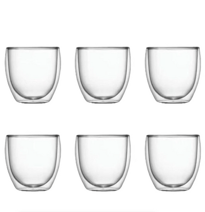 Double-Wall Thermal Glass Mug x 6