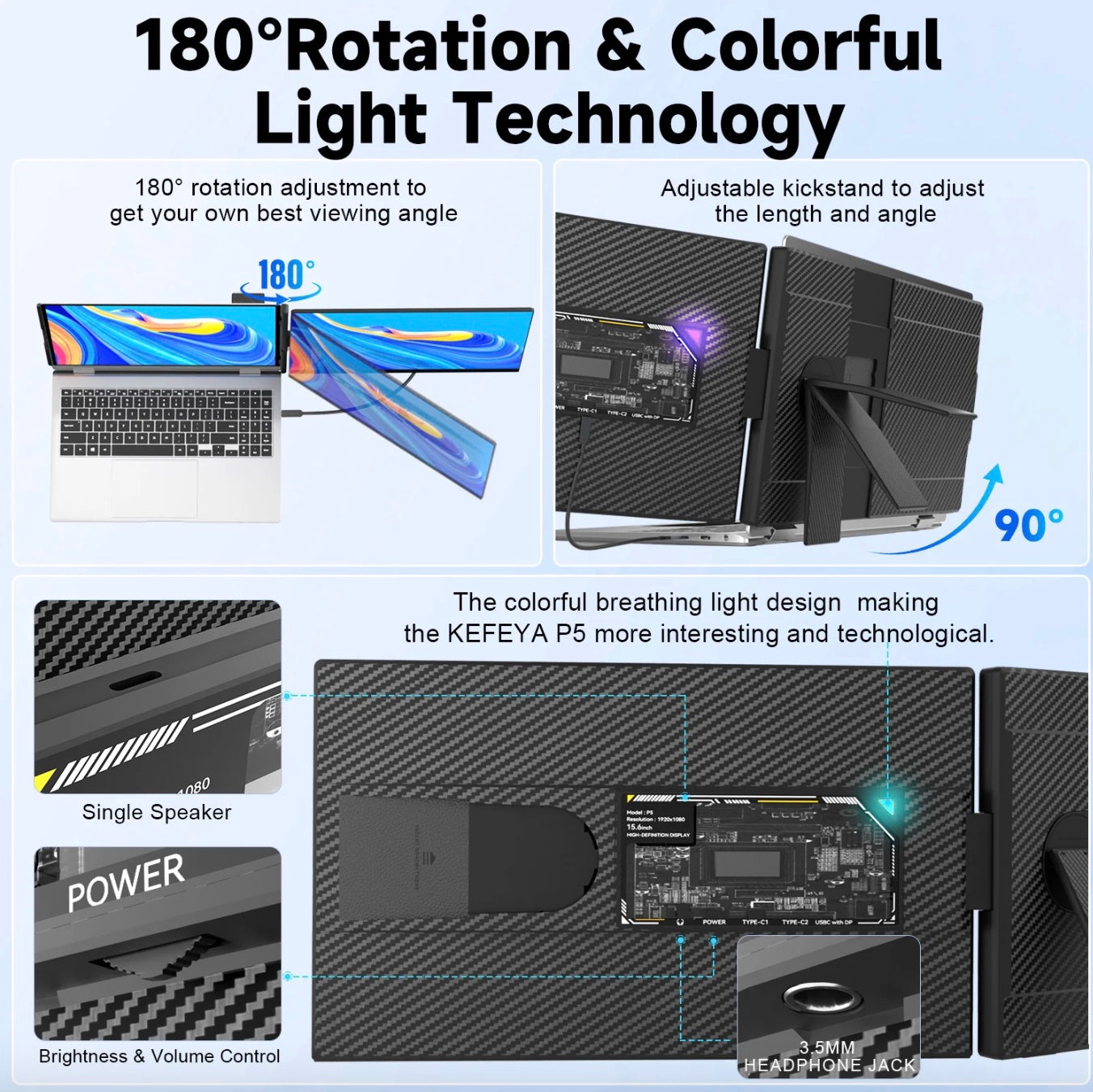 15.6” Portable FHD 1080P Dual Laptop Screen Extender