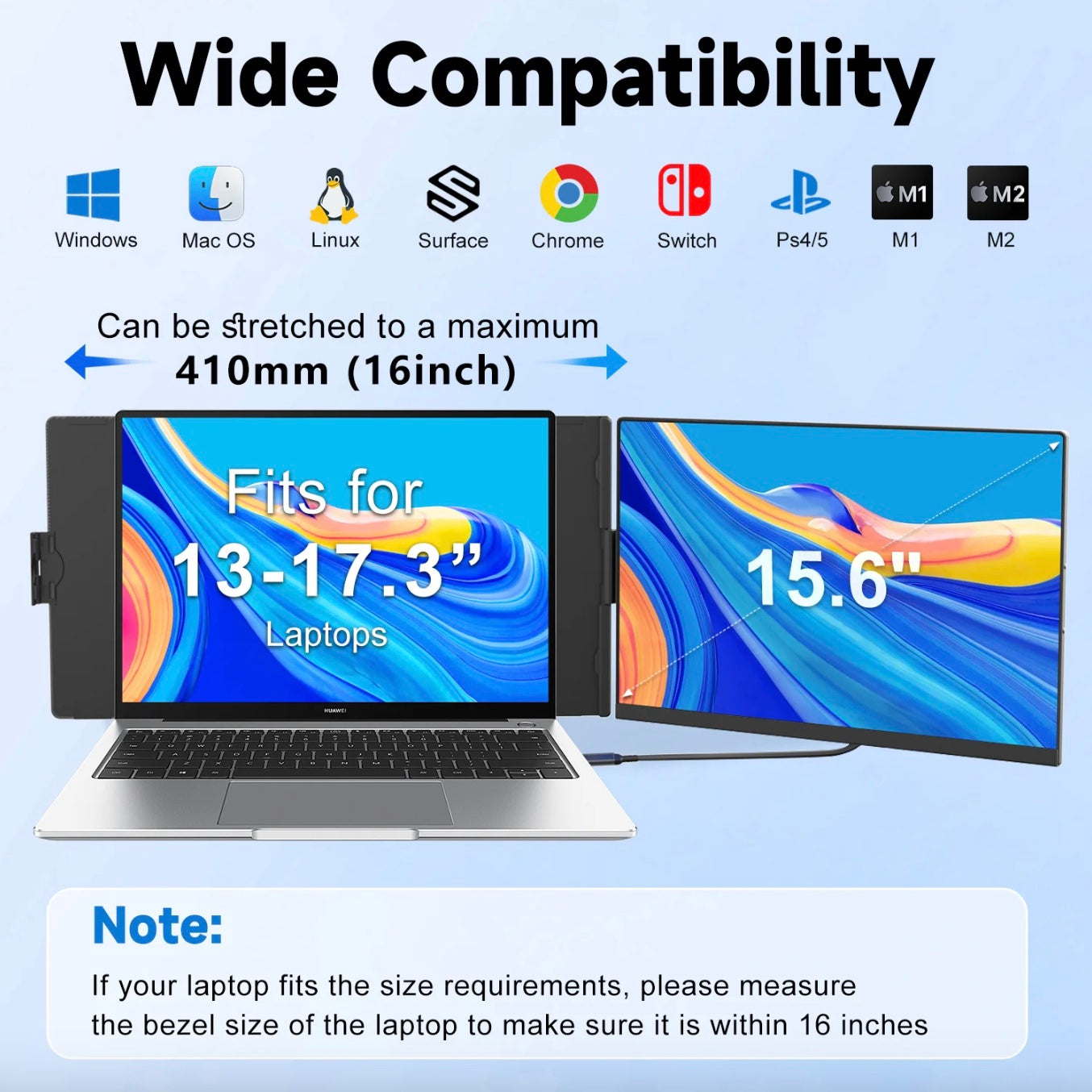 15.6” Portable FHD 1080P Dual Laptop Screen Extender