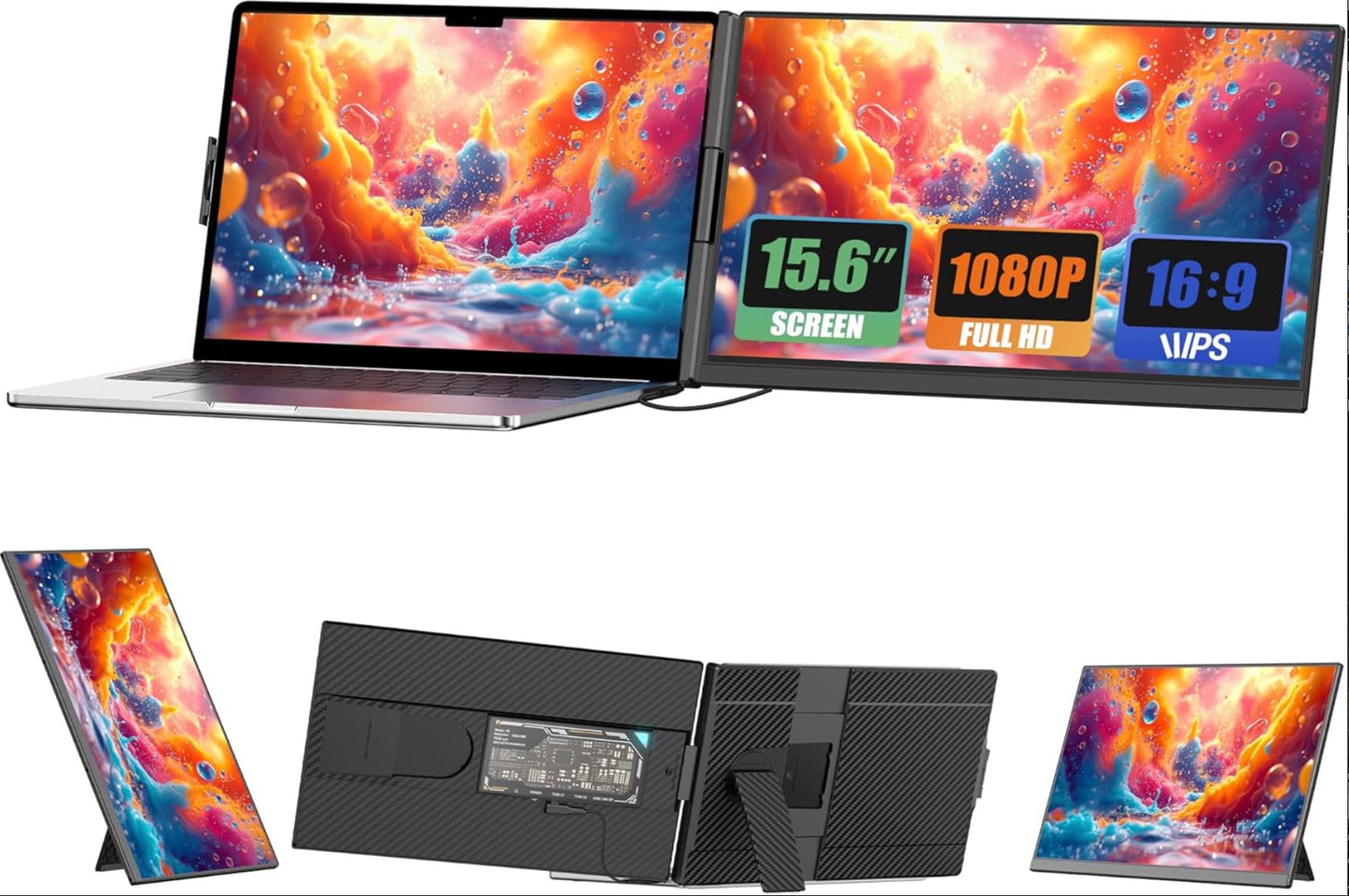 15.6” Portable FHD 1080P Dual Laptop Screen Extender