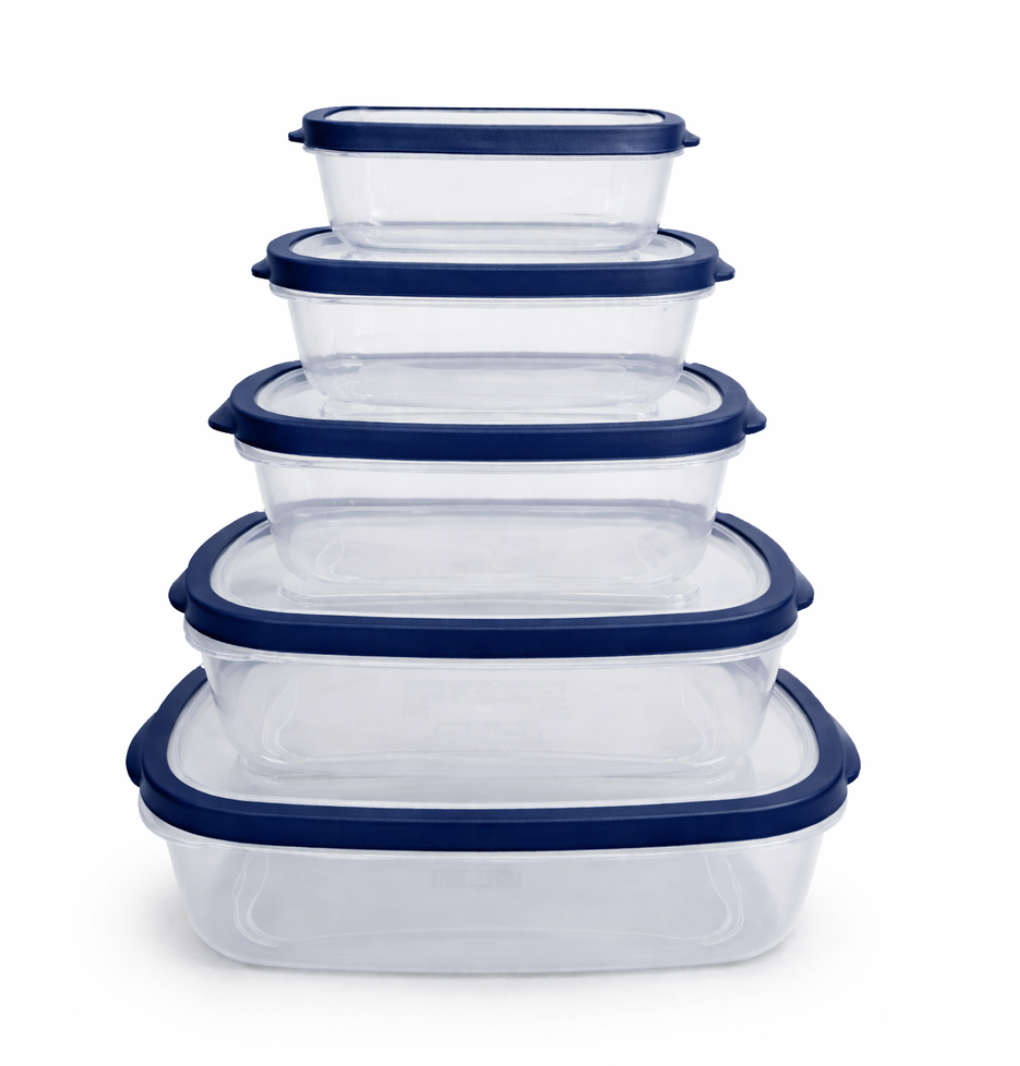 5-Piece Rectangular Nesting Food Storage Containers with Vented Lids