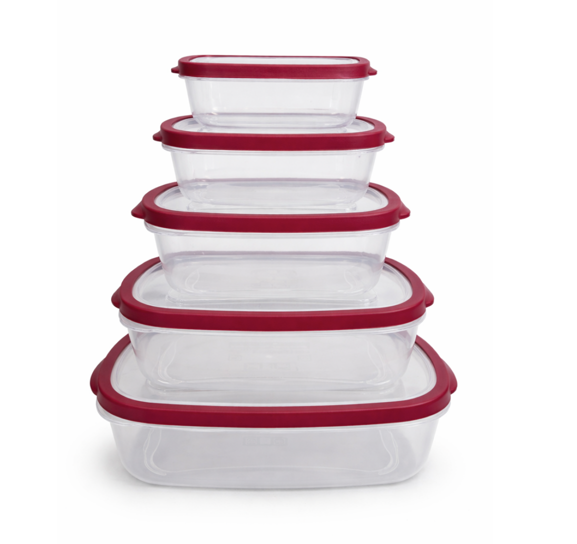 5-Piece Rectangular Nesting Food Storage Containers with Vented Lids