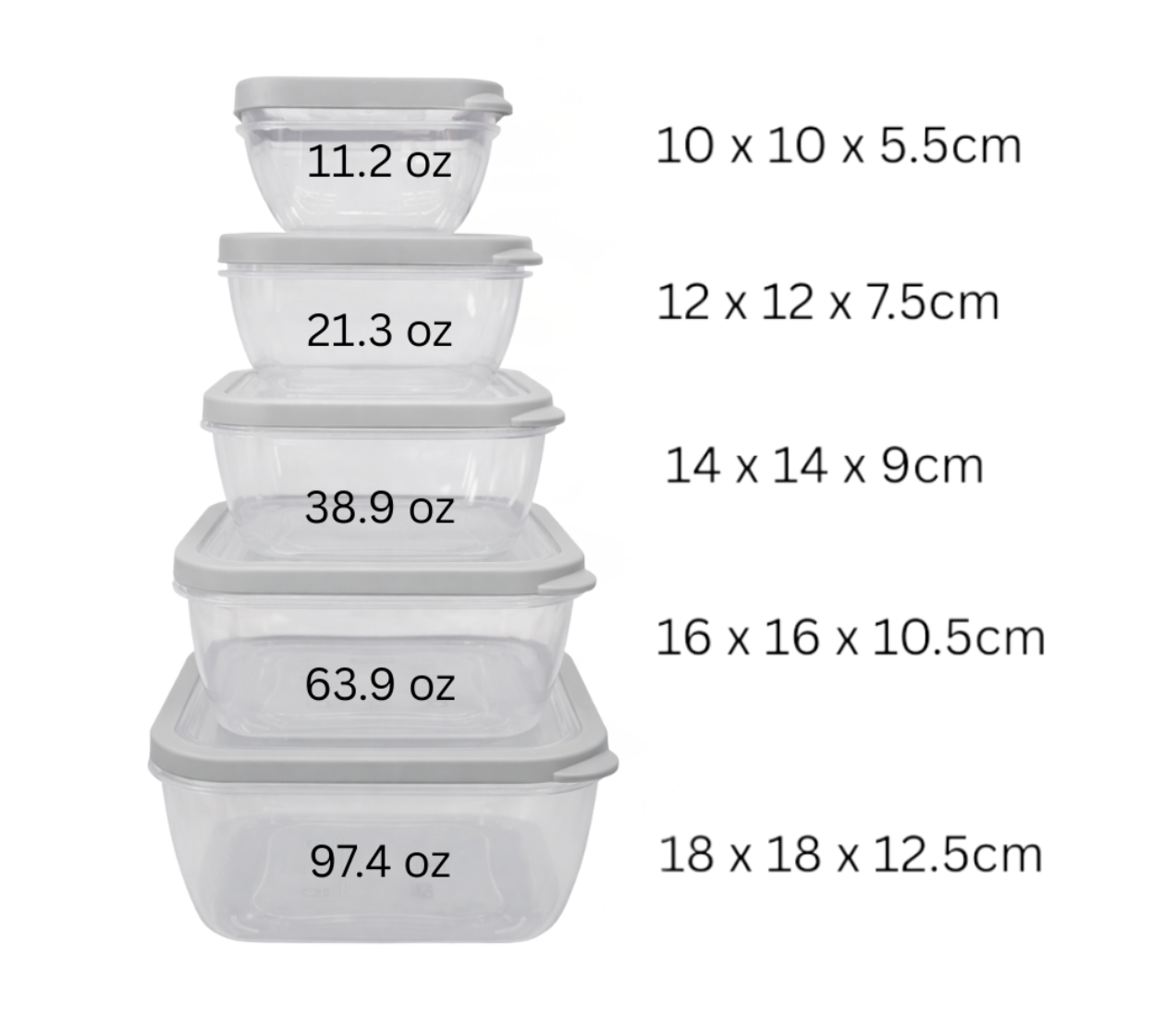 5-Piece Nesting Food Storage Container Set with Vented Lids