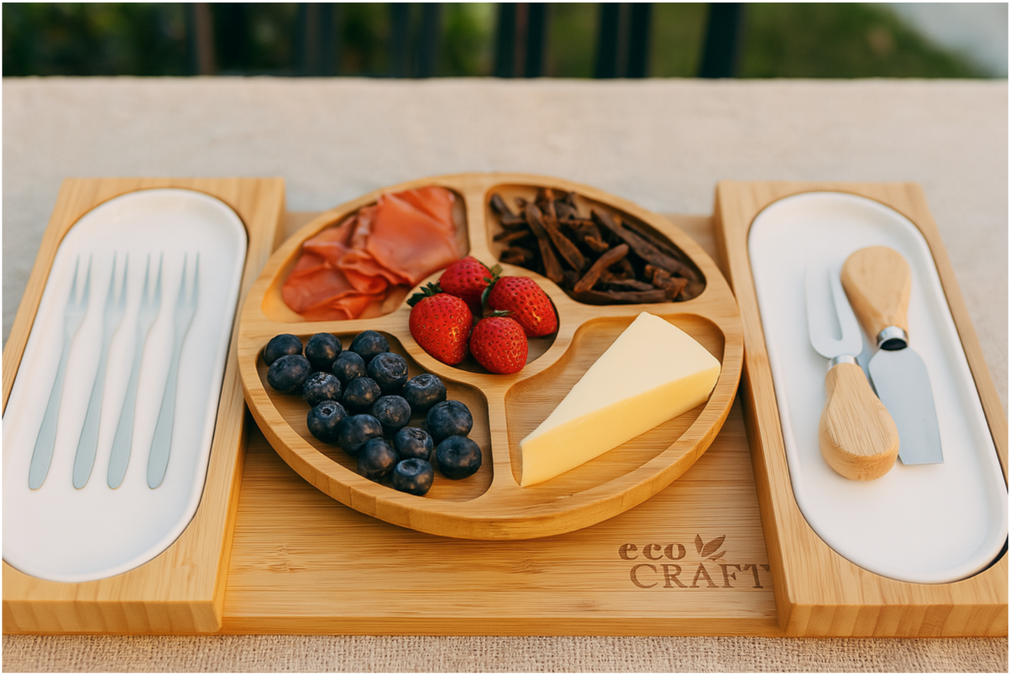 Eco Craft Luxury Bamboo Charcuterie Platter & Serving Tray