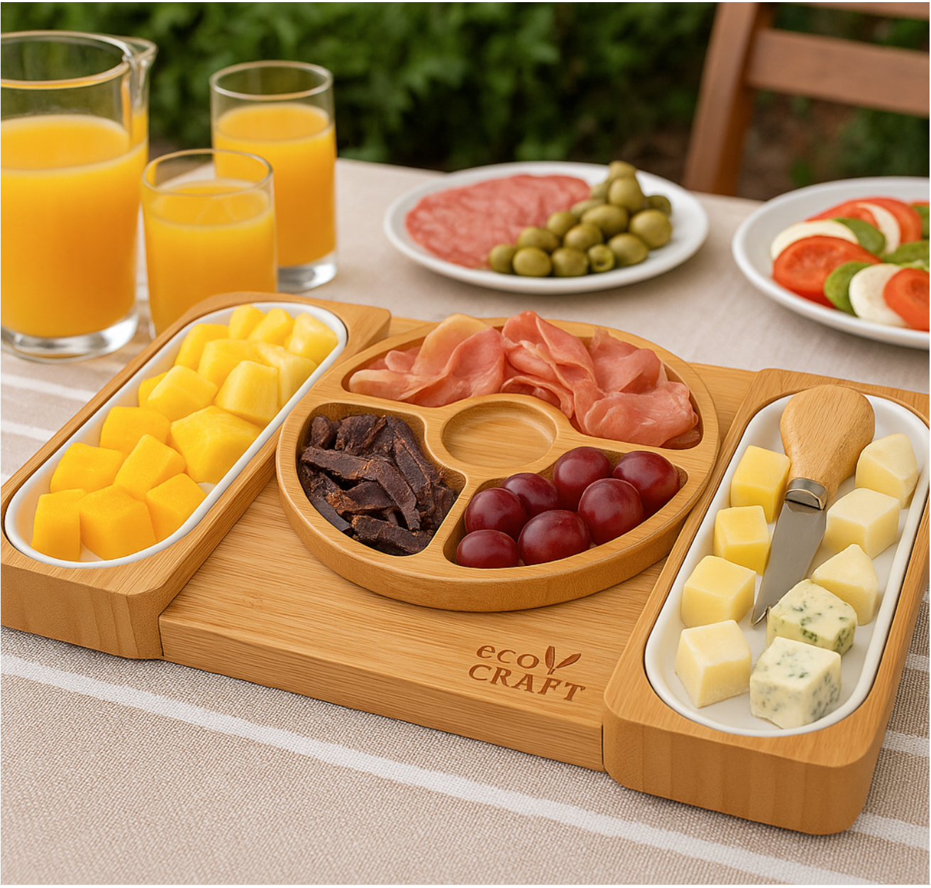 Eco Craft Luxury Bamboo Charcuterie Platter & Serving Tray