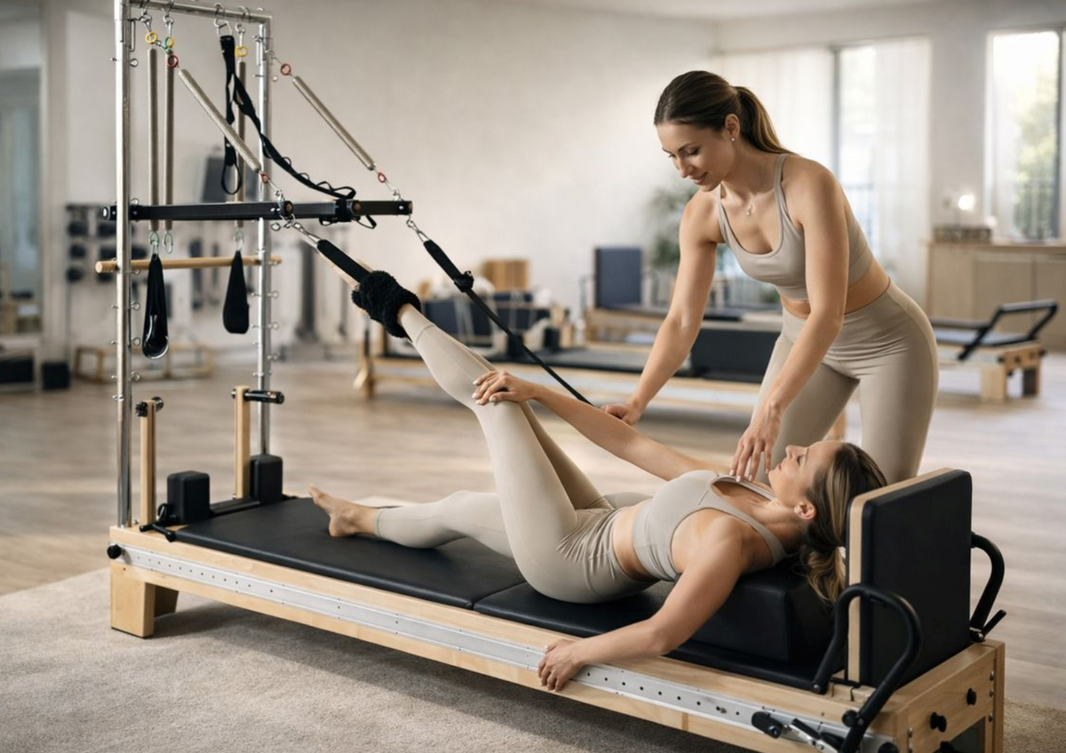 Pilates Reformer with integrated Tower - Half Cadillac