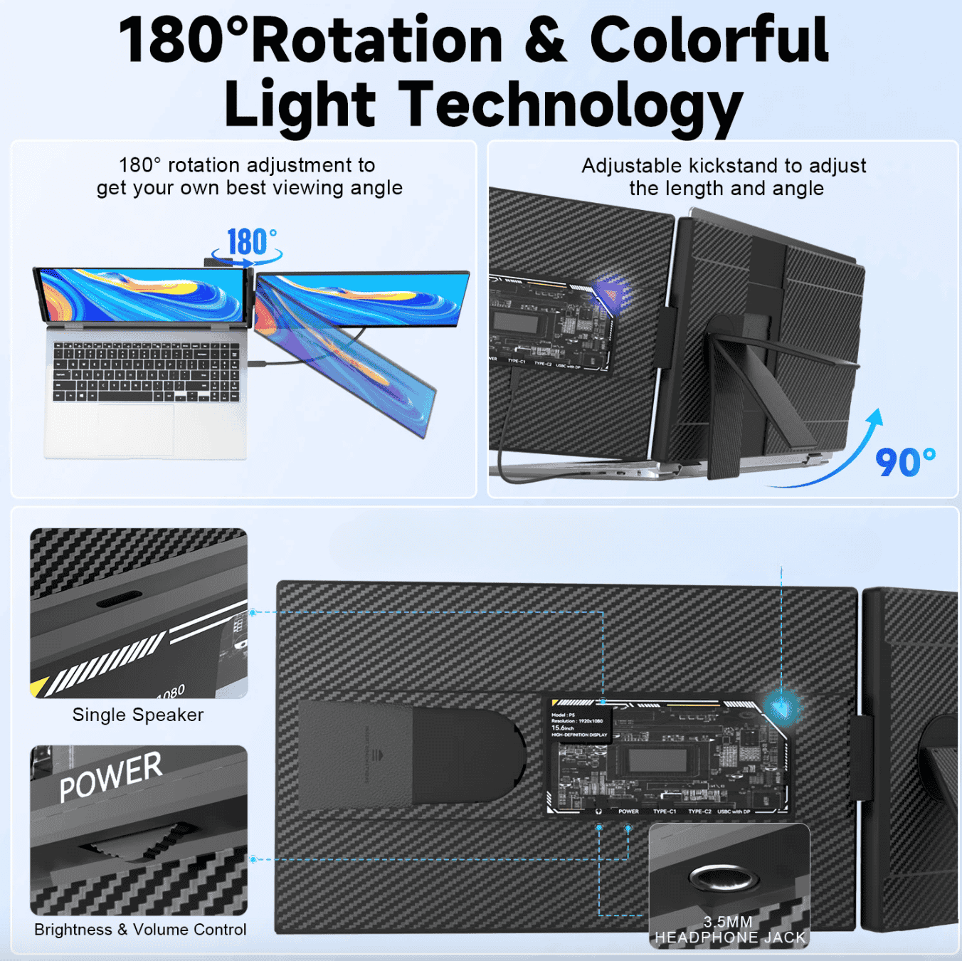 15.6” Portable FHD 1080P Dual Laptop Screen Extender