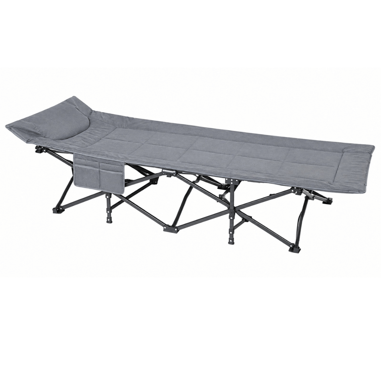 Soul Luxury Folding Camping Bed with Padded Headrest and Utility Side Pocket