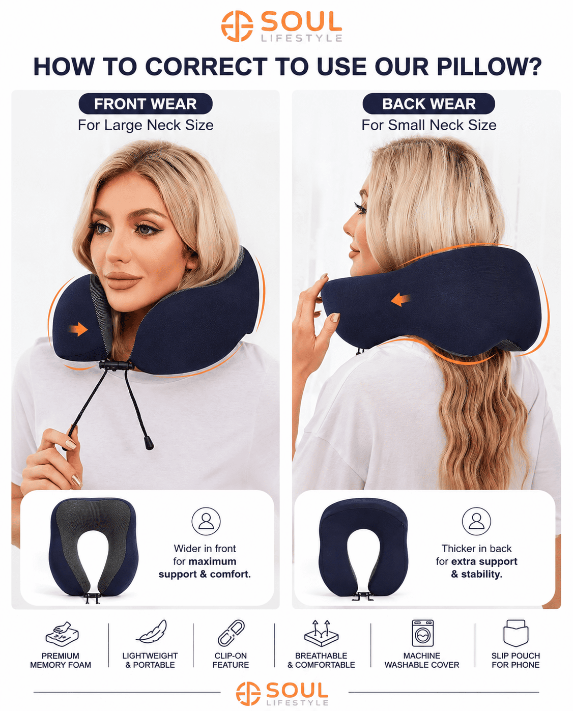 Ergonomic Memory Foam Travel Neck Pillow