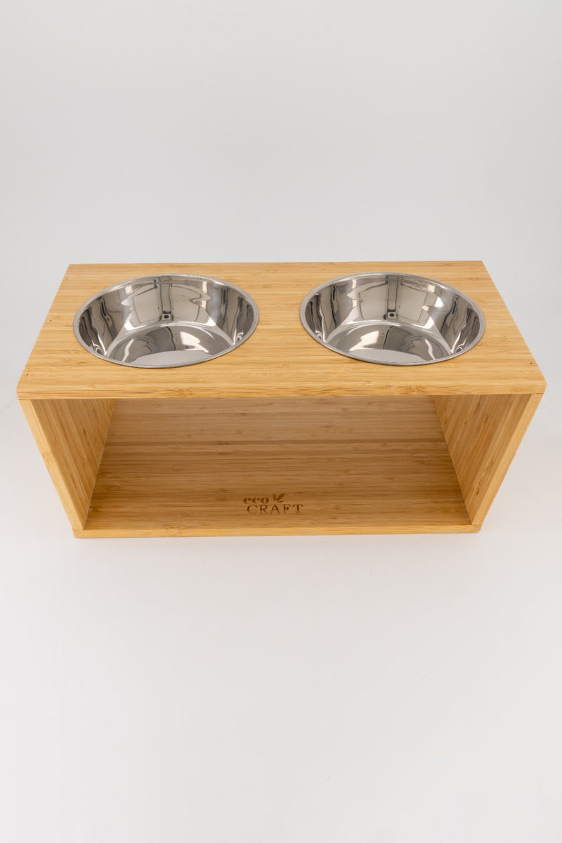 Eco Craft Elevated Bamboo Pet Feeding Bowl Set