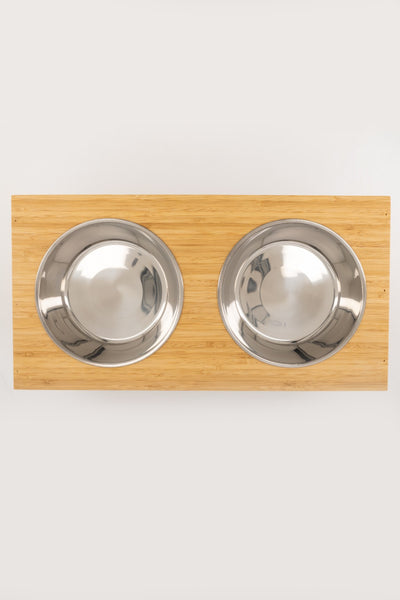 Eco Craft Elevated Bamboo Pet Feeding Bowl Set