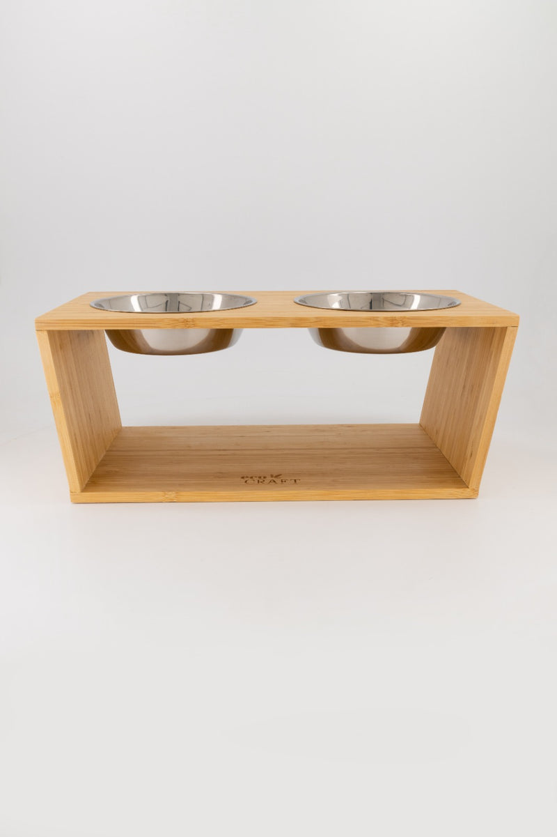 Eco Craft Elevated Bamboo Pet Feeding Bowl Set