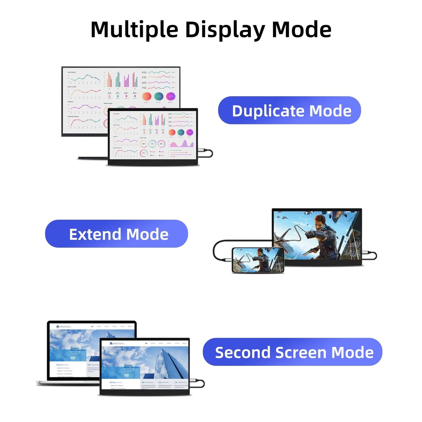 15.6” Portable Screen Monitor w/PU leather case