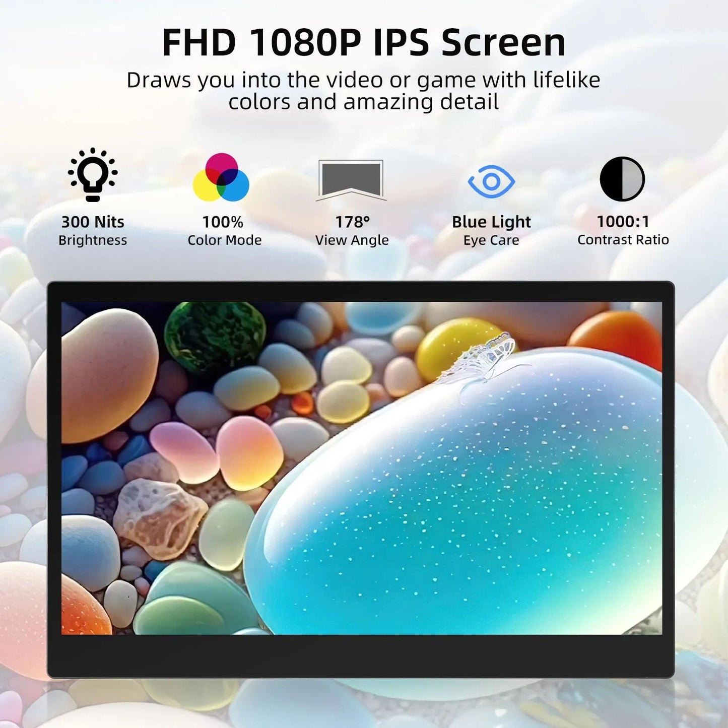 15.6” Portable Screen Monitor w/PU leather case