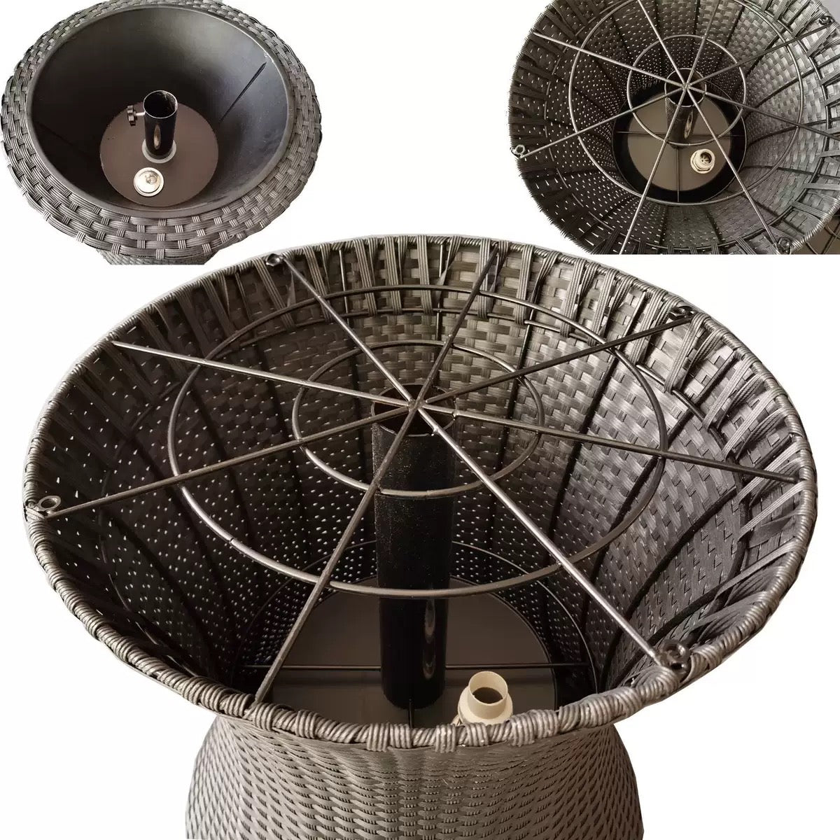 2-in-1 Outdoor Rattan Adjustable Bar/Coffee Table & Ice Cooler