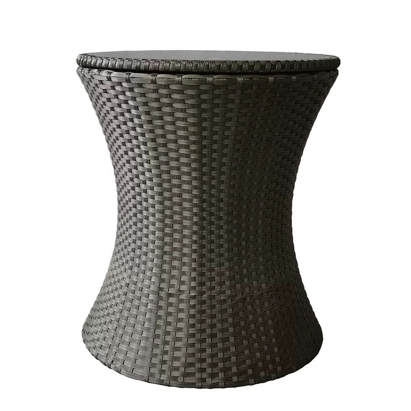 2-in-1 Outdoor Rattan Adjustable Bar/Coffee Table & Ice Cooler