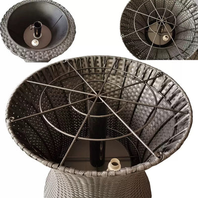 2-in-1 Outdoor Rattan Adjustable Bar/Coffee Table & Ice Cooler