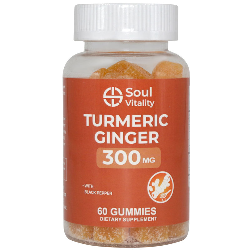 Soul Vitality Tumeric Ginger 300mg - 60 Dietary Supplement Gummies