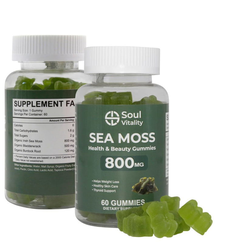 Soul Vitality Sea Moss / Health and Beauty 800mg - 60 Dietary Supplement Gummies