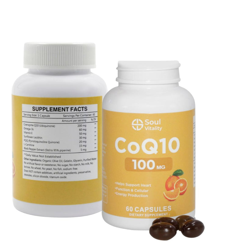 Soul Vitality CoQ10 100mg - 60 Dietary Supplement Capsules