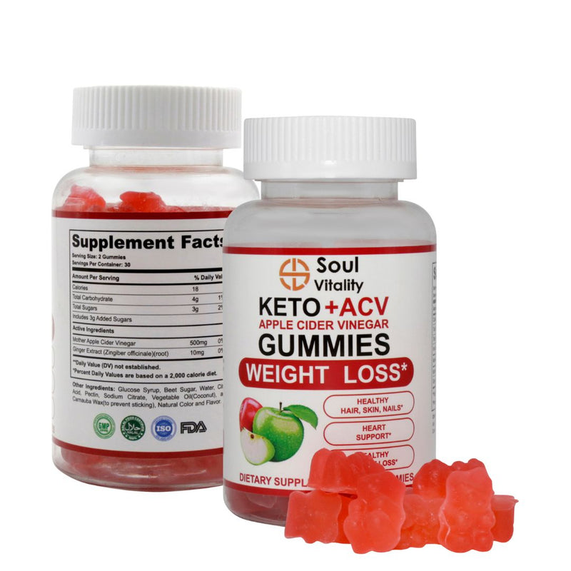 Soul Vitality Keto + ACV Apple Cider Vinegar Weight Loss Gummies - 60 Gummies.