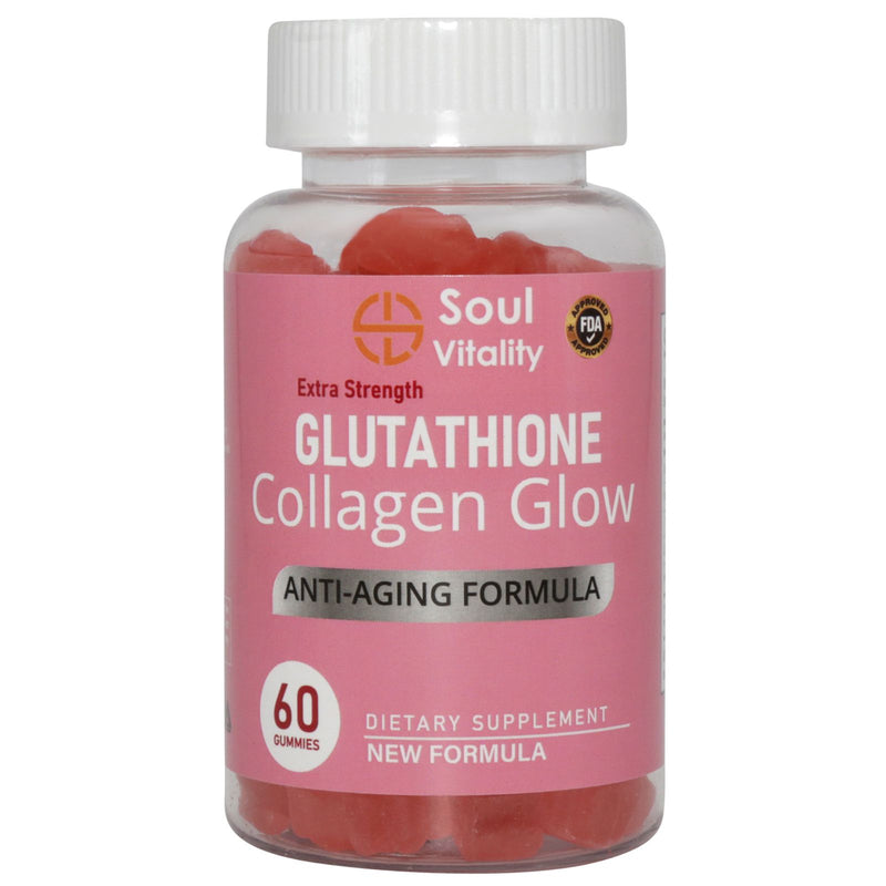 Soul Vitality Glutathione Collagen Glow Anti-Aging Formula Gummies - 60 Gummies.