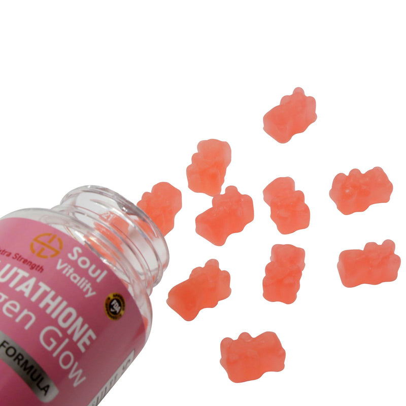 Soul Vitality Glutathione Collagen Glow Anti-Aging Formula Gummies - 60 Gummies.