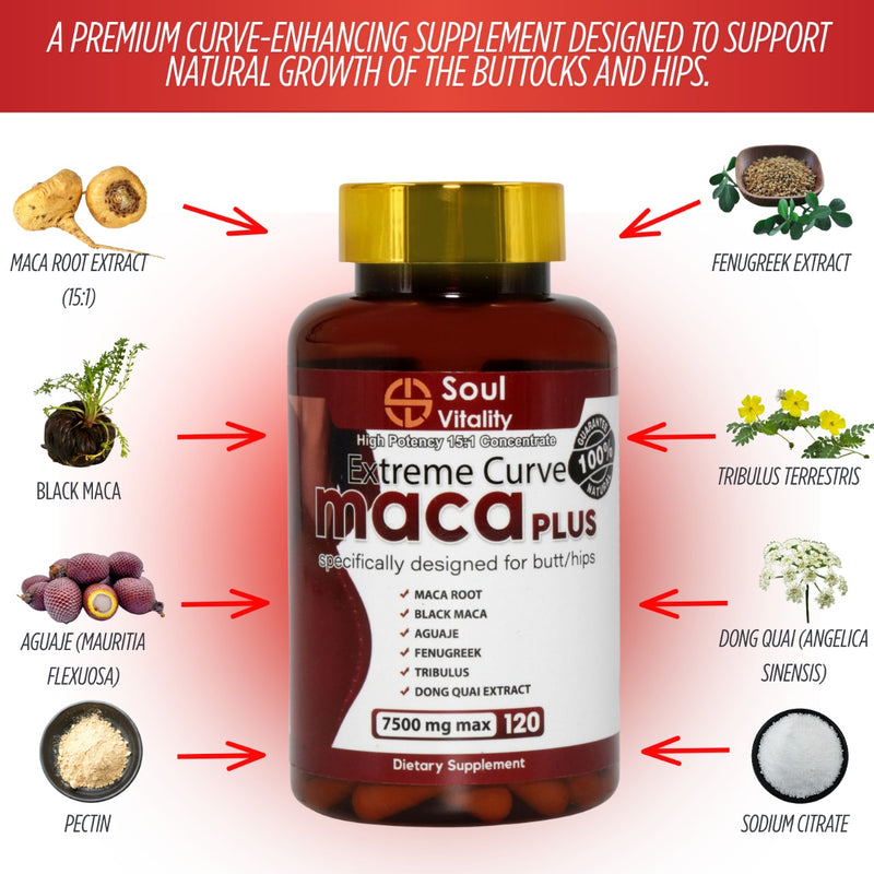 Soul Vitality Maca Plus Extreme Curve Capsules - 120 Dietary Capsules