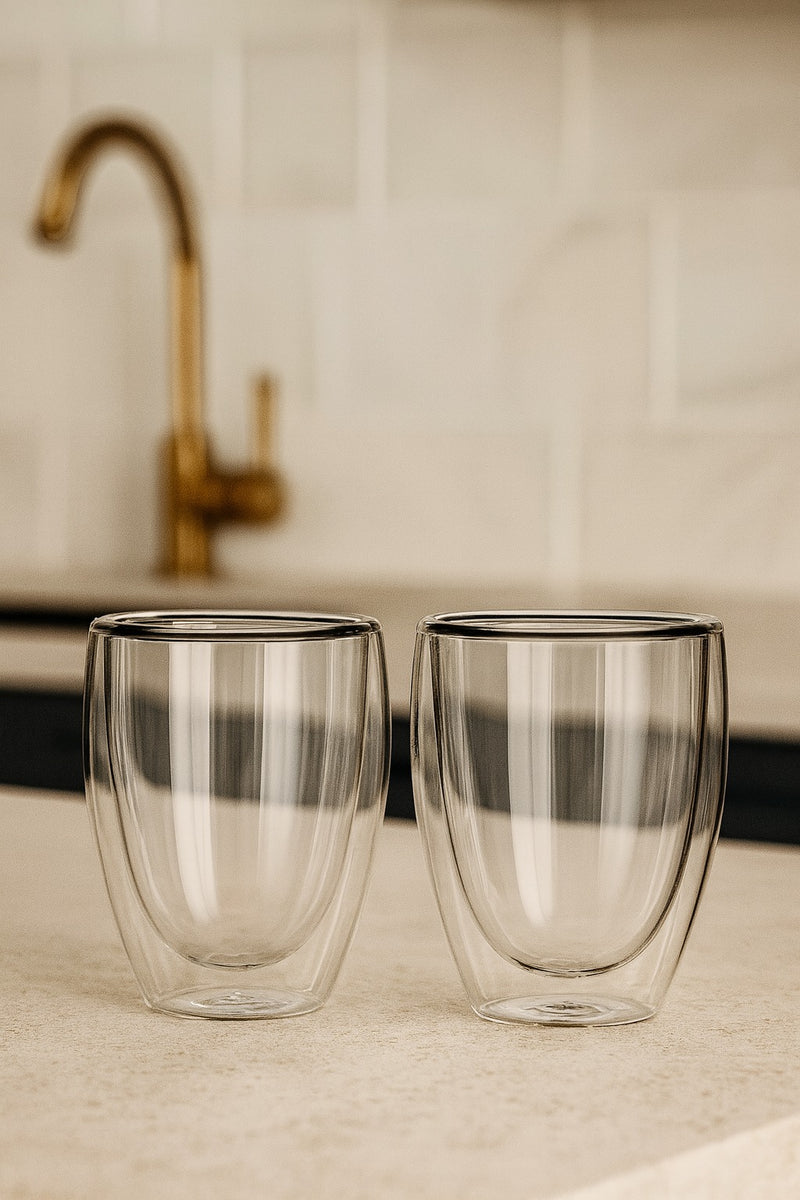 Double-Wall Thermal Glass Mugs
