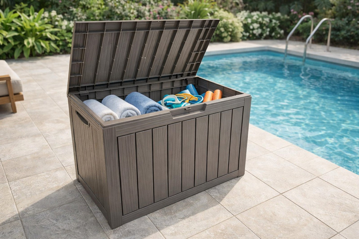 Outdoor Resin Storage Box 170L - Waterproof& UV-Resistant Patio Storage