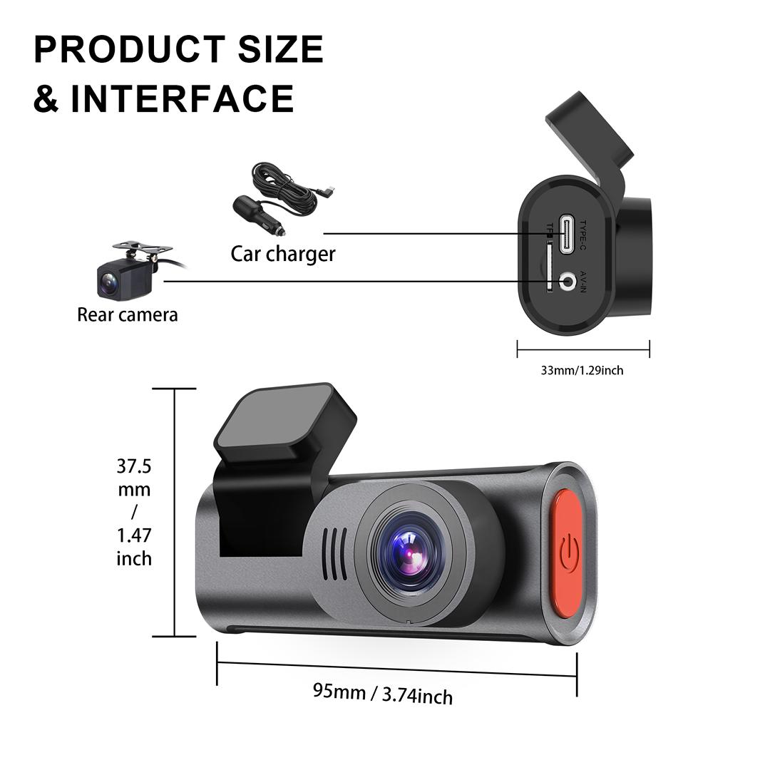 4K Front & 2K Rear Wi-Fi Dashcam with Night Vision